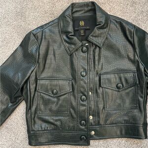 House of Harlow 1960 Black Croc-Embossed Jacket